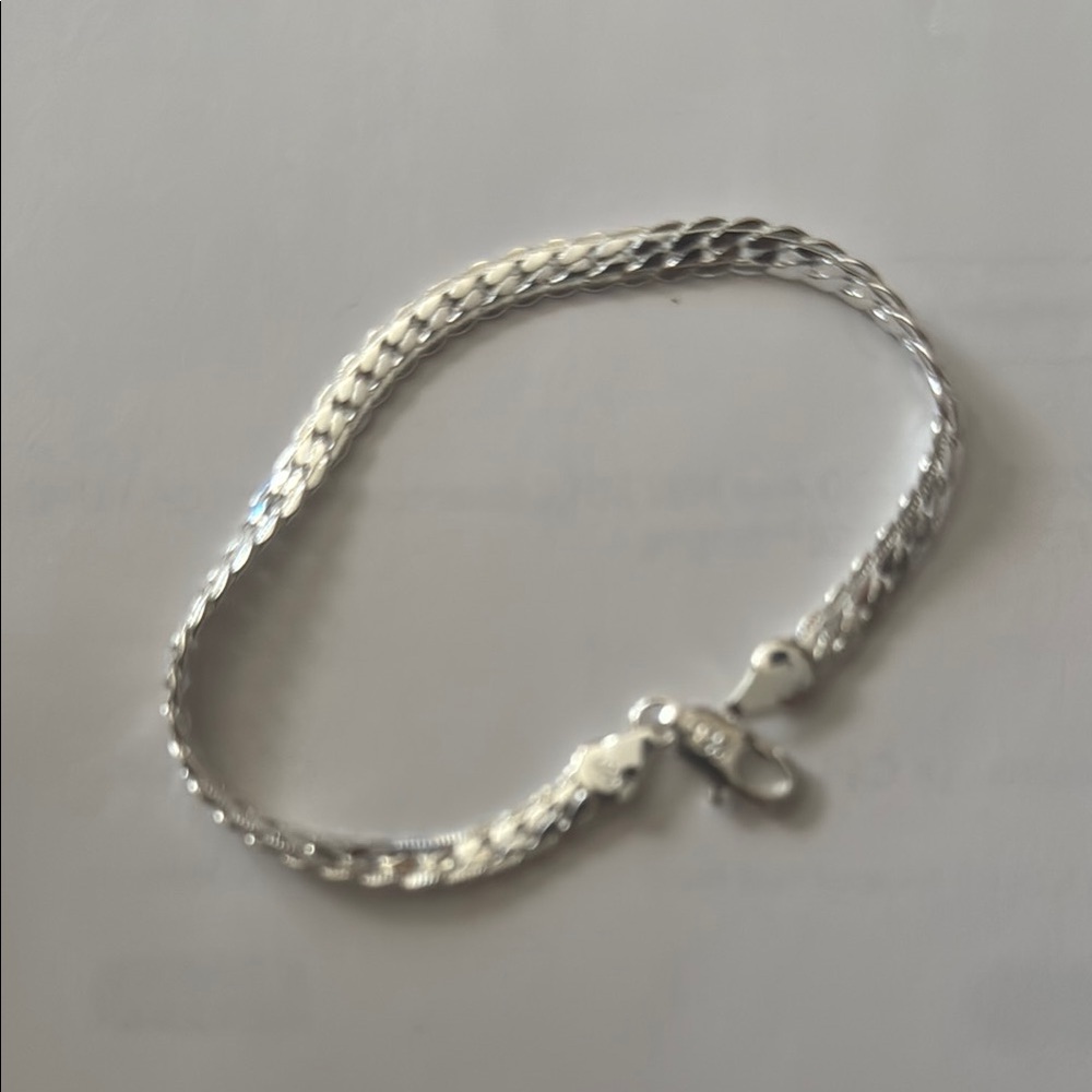 Silver Curb Chain Bracelet with Clasp